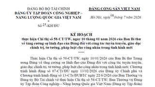 KẾ HOẠCH  thực hiện Chỉ thị số 58-CT/TW, ngày 10 tháng 01 năm 2026 của Ban Bí thư về tăng cường sự lãnh đạo của Đảng đối với công tác tuyên truyền, giáo dục chính trị, tư tưởng, pháp luật cho công nhân trong tình hình mới